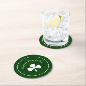 St. Patrick's Day Green shamrock Cute Clover ラウンドペーパーコースター (インサイチュ)