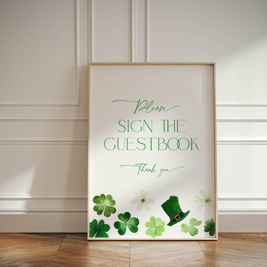 St. Patricks Day green shamrock Guestbook 台座サイン