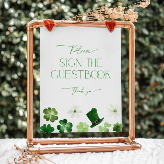 St. Patricks Day green shamrock Guestbook 台座サイン