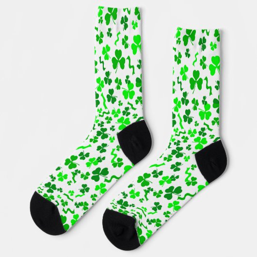 St Patrick's Day Green Shamrocks Confetti ソックス (左)
