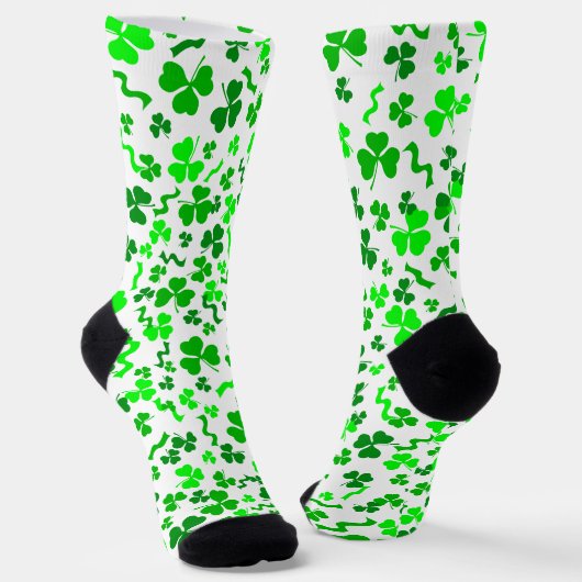 St Patrick's Day Green Shamrocks Confetti ソックス (傾斜あり)