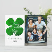 St. patrick's day Green Shamrocks family photo シーズンカード (スタンド正面)