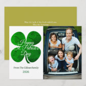 St. patrick's day Green Shamrocks family photo Hol シーズンカード (正面/裏面)