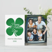St. patrick's day Green Shamrocks family photo Hol シーズンカード (スタンド正面)