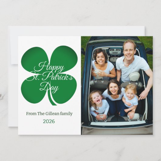 St. patrick's day Green Shamrocks family photo Hol シーズンカード (正面)