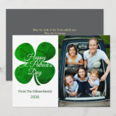 St. patrick's day Green Shamrocks family photo Hol シーズンカード (正面/裏面)