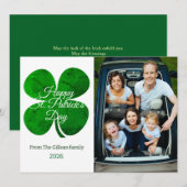 St. patrick's day Green Shamrocks family photo Hol シーズンカード (正面/裏面)