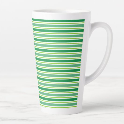 St. Patrick's Day Green Stripes Pattern-54608 カフェラテマグ (右)