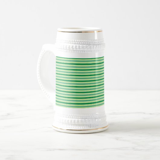 St. Patrick's Day Green Stripes Pattern-54608 ビールジョッキ (正面左)