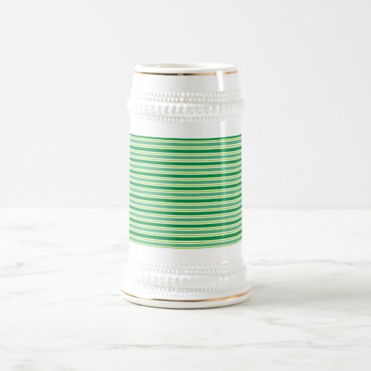 St. Patrick's Day Green Stripes Pattern-54608 ビールジョッキ (中央)