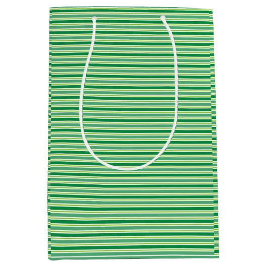 St. Patrick's Day Green Stripes Pattern-54608 ミディアムペーパーバッグ (正面)