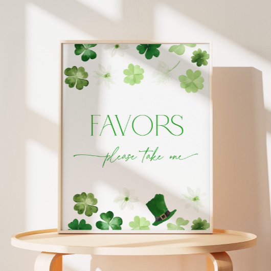 St. Patricks Day Green Take a Favor Pedestal Sign 台座サイン