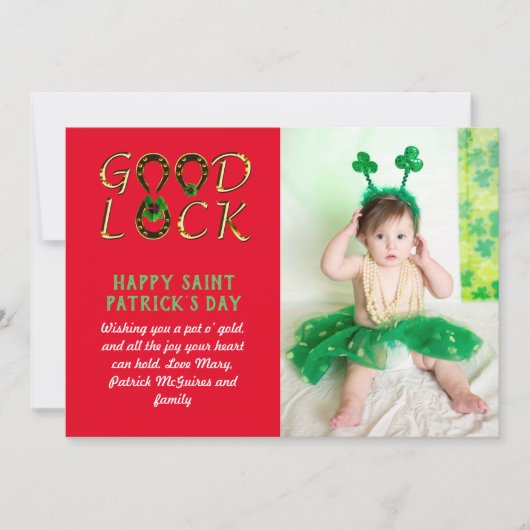 St Patrick's Day Greeting PHOTO Cards予算 (正面)