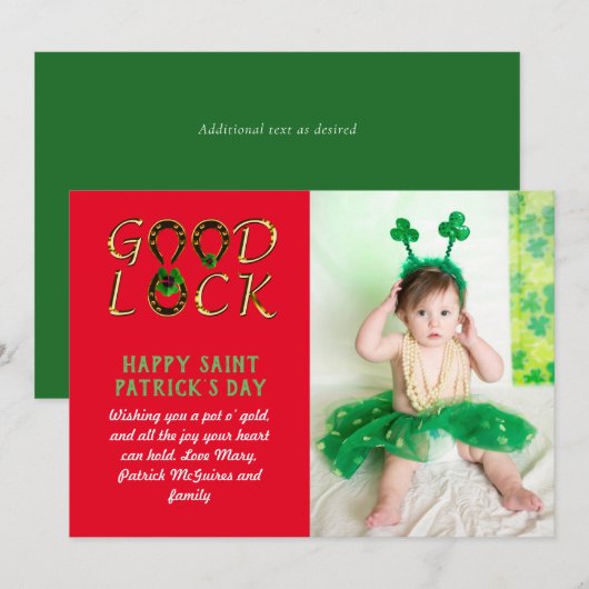 St Patrick's Day Greeting PHOTO Cards予算 (正面/裏面)