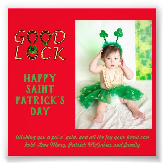 St Patrick's Day Greeting PHOTO Cards予算 フォトプリント (正面)