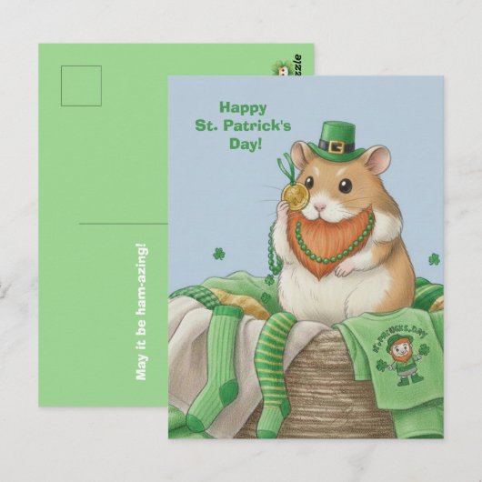 St. Patrick's Day Hamster Postcard ポストカード (正面/裏面)