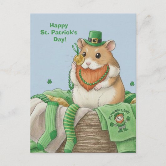 St. Patrick's Day Hamster Postcard ポストカード (正面)
