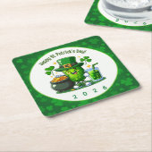 St Patricks Day Happy Pickle スクエアペーパーコースター (アングル)
