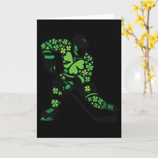 St Patricks Day Hockey Player - Shamrock Spirit Sp カード (黄色い花)