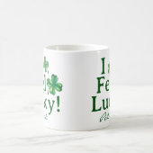 St. Patrick's Day I Feel Lucky Green Shamrock Trio コーヒーマグカップ (中央)