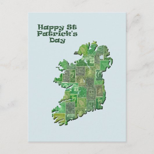 St Patrick's Day Irelandスタンプ地図 ポストカード (正面)