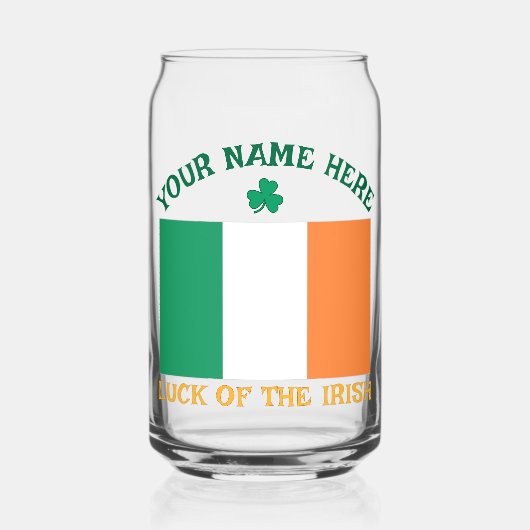 St Patrick's Day Ireland Flag Custom Name Shamrock ガラス缶 (正面)