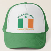 St Patrick's Day Ireland Flag Custom Name Shamrock キャップ (正面)