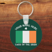St Patrick's Day Ireland Flag Custom Name Shamrock キーホルダー (裏面)