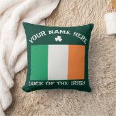 St Patrick's Day Ireland Flag Custom Name Shamrock クッション (ブランケット)