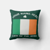St Patrick's Day Ireland Flag Custom Name Shamrock クッション (裏面)