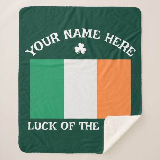St Patrick's Day Ireland Flag Custom Name Shamrock シェルパブランケット (正面)