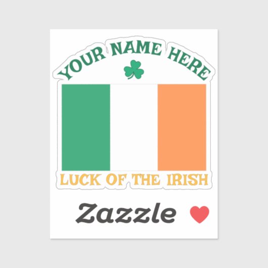 St Patrick's Day Ireland Flag Custom Name Shamrock シール (シート)