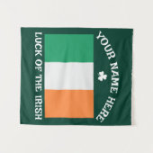 St Patrick's Day Ireland Flag Custom Name Shamrock タペストリー (正面(横))