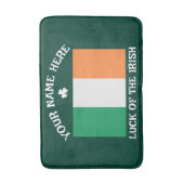 St Patrick's Day Ireland Flag Custom Name Shamrock バスマット (正面縦)
