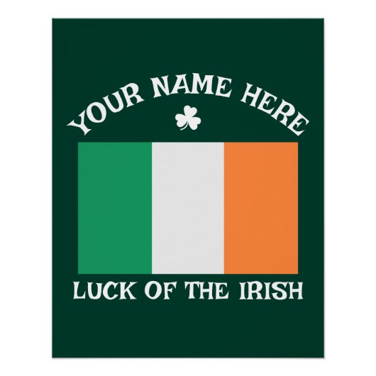 St Patrick's Day Ireland Flag Custom Name Shamrock ポスター (正面)