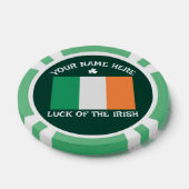 St Patrick's Day Ireland Flag Custom Name Shamrock ポーカーチップ (シングル)