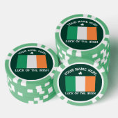 St Patrick's Day Ireland Flag Custom Name Shamrock ポーカーチップ (積み重ね)