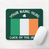 St Patrick's Day Ireland Flag Custom Name Shamrock マウスパッド (マウス)
