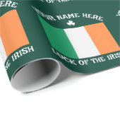 St Patrick's Day Ireland Flag Custom Name Shamrock ラッピングペーパー (ロールコーナー)