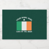 St Patrick's Day Ireland Flag Custom Name Shamrock リキュールボトルラベル (シングルラベル)