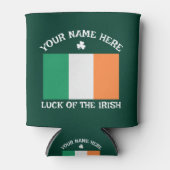 St Patrick's Day Ireland Flag Custom Name Shamrock 缶クーラー (正面)