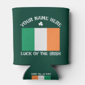 St Patrick's Day Ireland Flag Custom Name Shamrock 缶クーラー (裏面)