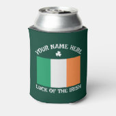 St Patrick's Day Ireland Flag Custom Name Shamrock 缶クーラー (缶裏面)