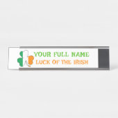 St Patrick's Day Ireland Flag Shamrock Custom Name デスクネームプレート (正面)