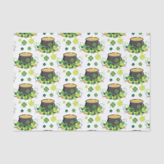 St Patricks Day Ireland Green Clover Leprechaun 薄葉紙 (正面)