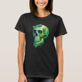 St Patricks Day Irish Green Skull C Shamrock Tシャツ (正面)