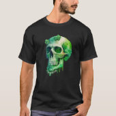 St Patricks Day Irish Green Skull C Shamrock Tシャツ (正面)