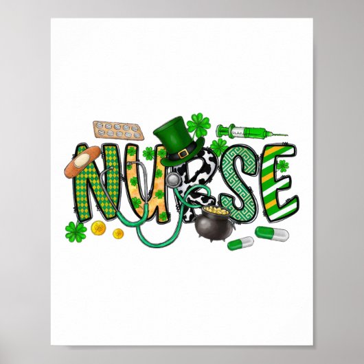 St Patrick's Day Irish Nurse Shamrock  ポスター (正面)