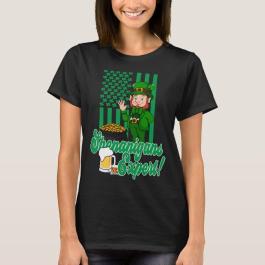 St Patricks Day Irish Party Shenanigans USA Flag L Tシャツ (正面)