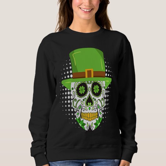 St Patrick's Day Irish skeleton leprechaun スウェットシャツ (正面)
